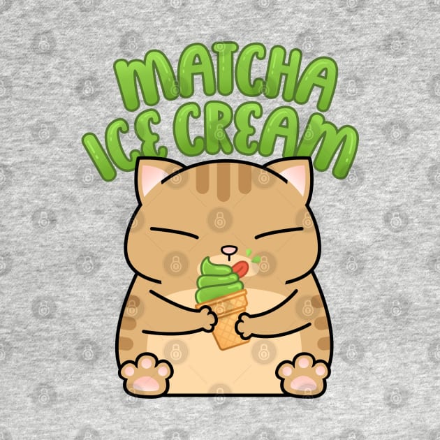 Chubby Cat Matcha Ice Cream by Takeda_Art